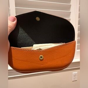 Orange Leather  eyeglass case Il Bisonte